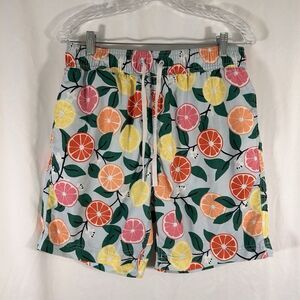 Hanna Andersson Swim Trunks Men's Medium Lemon Orange Drawstring Pull On